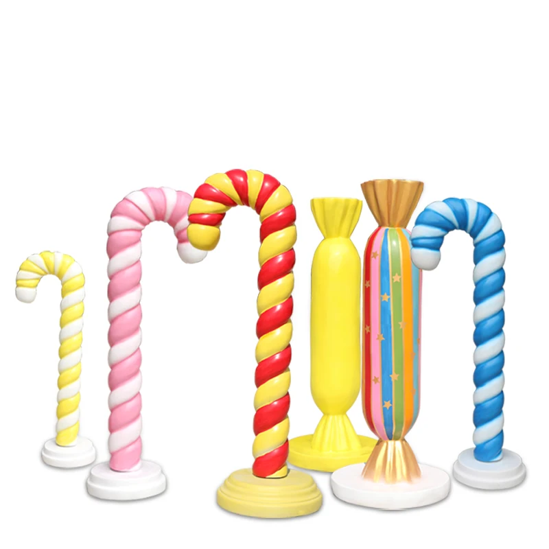 Resin fiberglass colorful candy lollipop display props candy cane display