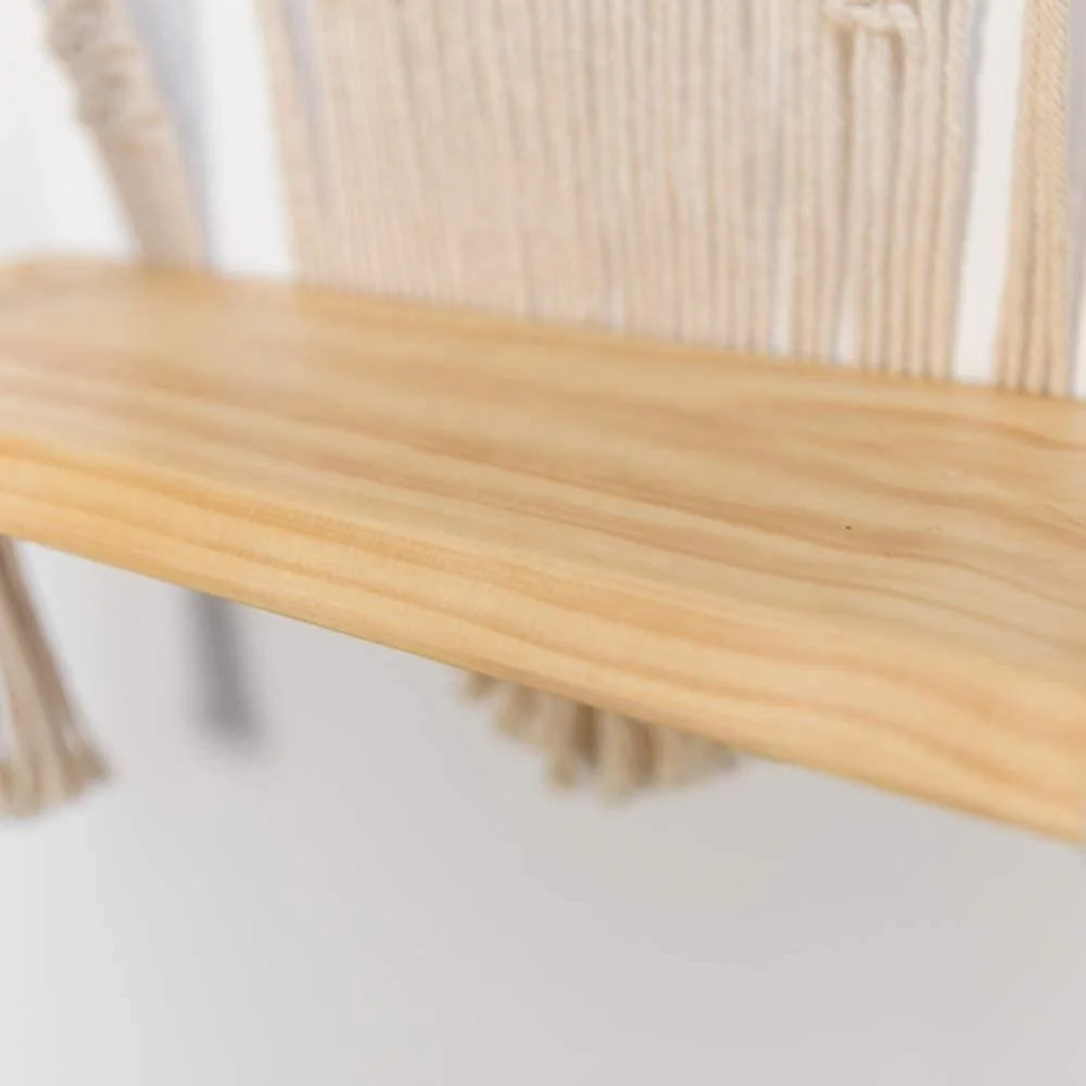 Macrame Wooden Floating Shelf  wall  Decor