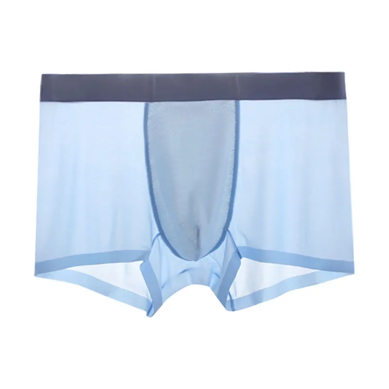 Wholesale  Traceless Ice Silk Boxer Shorts Anti-microbial Crotch Men Breathable Pure Cotton Men Underwear