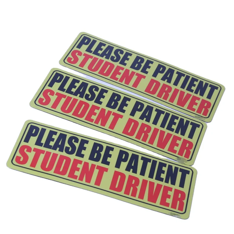removable 3 pcs magnetic bumper reflective student new driver reflective safety magnet signs for student driver