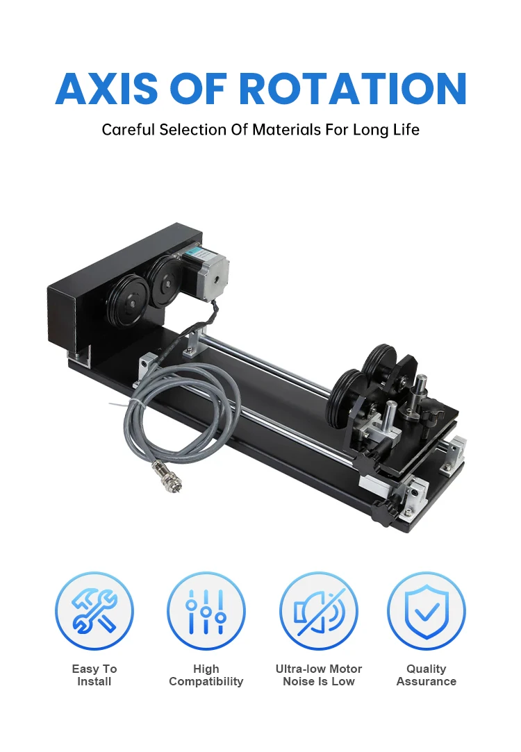 Myoung laser rotation axis attachment With Wheels rotary Rollers Stepper Motors for CNC laser machine rotary axis