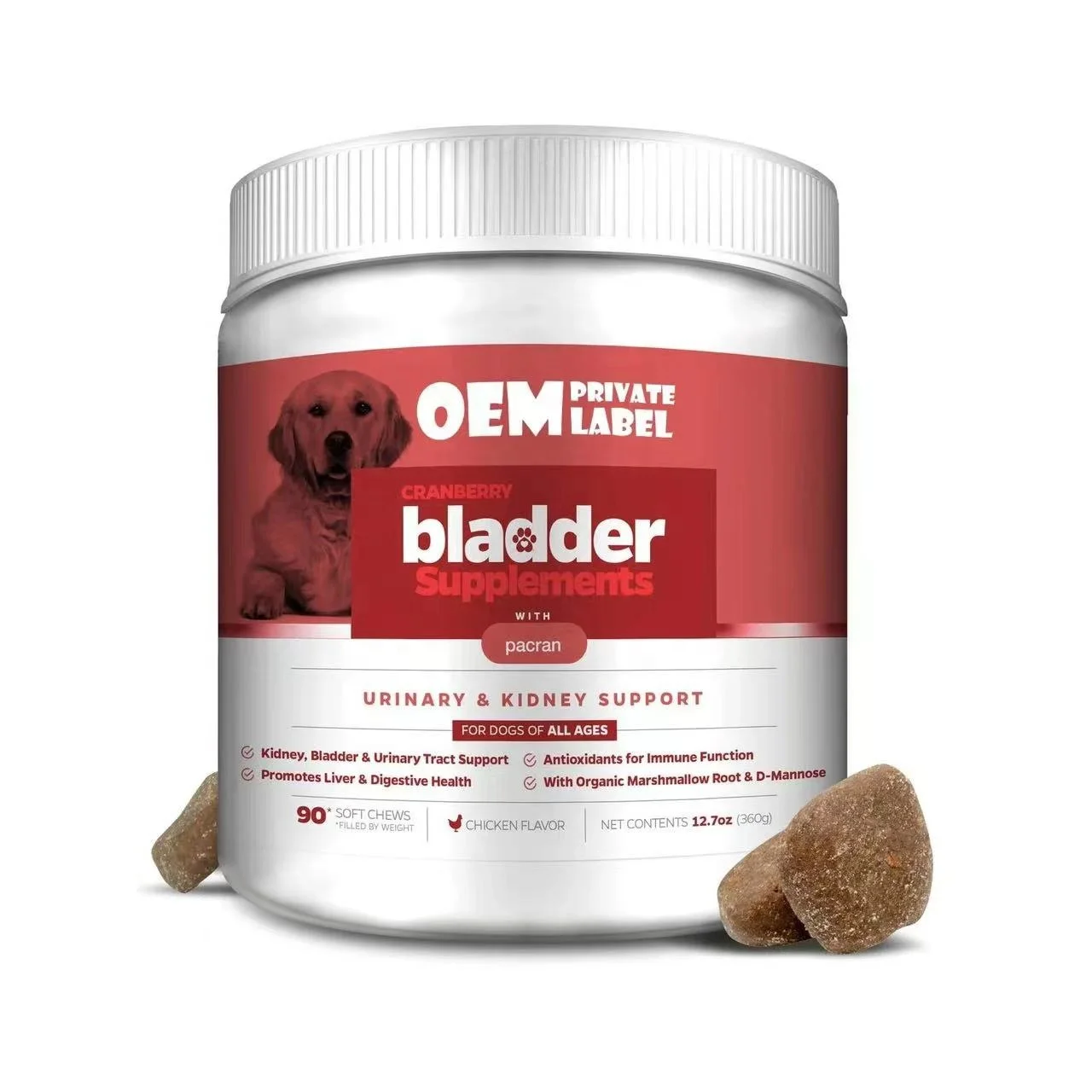 OEM Salmon Whey Protein Chew for Cats Fish Beef Turkey Flavored Prebiotics Probiotics Digestive Enzyme for Improved Gut Health