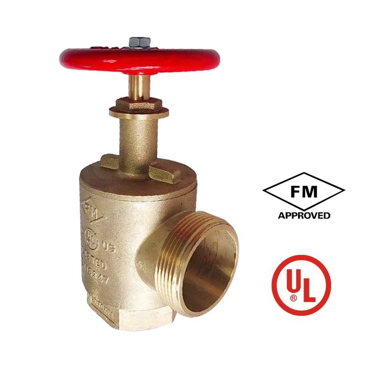 FM UL/ULC Certified Factory-price 2 1/2'  1 1/2' brass  Angle Hose Valve Firefighting Equipment angle hose valve Fire Hydrant