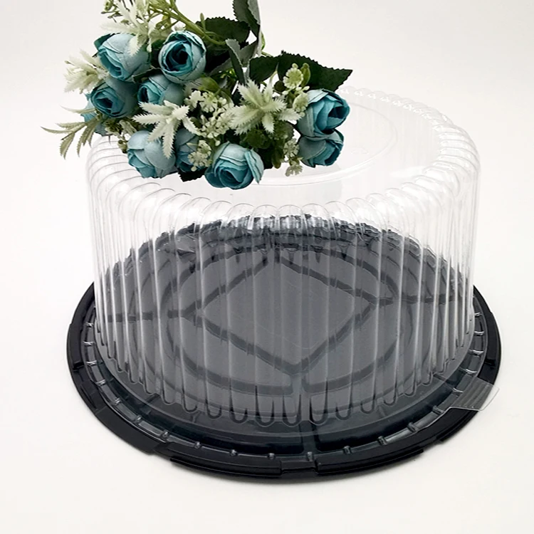 Disposable Black Tray with Clear Plastic Pattern Tall PET Packaging Box Cakes Sandwiches Bread Noodles Blister Use Food Industry