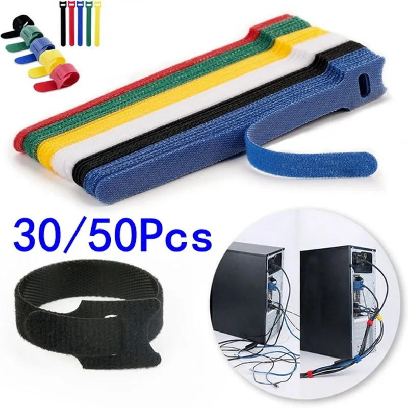 100PCS Releasable Cable Ties Colored Plastics Reusable Cable Nylon Loop Wrap Zip Bundle Ties T-type Cable Tie Wire