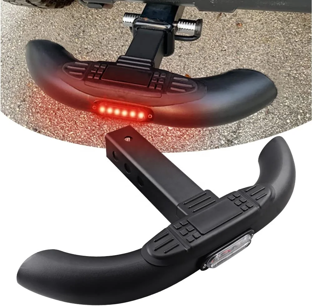 Towing Hitch Step with Red Brake Light Heavy Duty Metal Receiver Hitch Mount Fit Jeep truck Pickup SUV 4x4