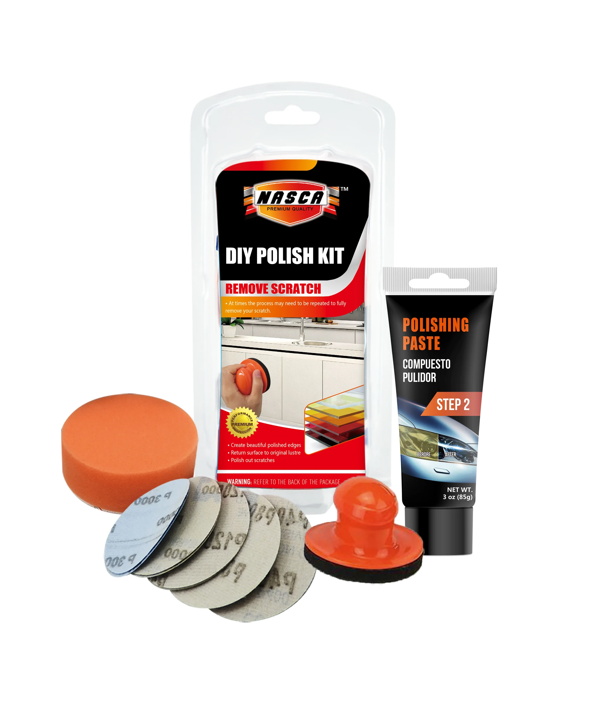 Nasca DIY Car Polishing With Abrasive Disc Kit Foam Pads Polisher For Headlight Refurbish