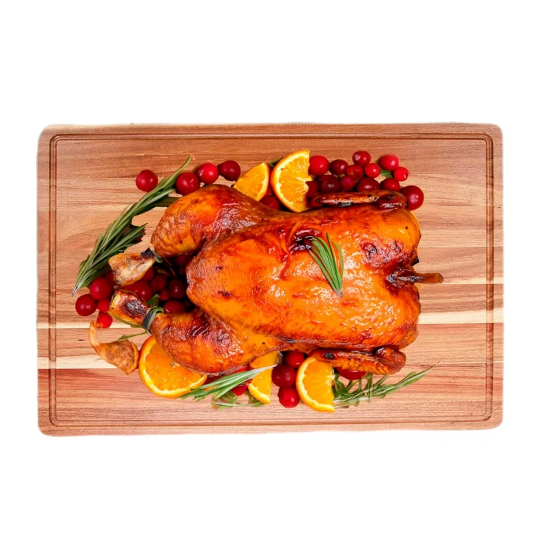 Extra large nature acacia wood cutting board for kitchen big size wooden butcher block chopping tray with juice groove handles