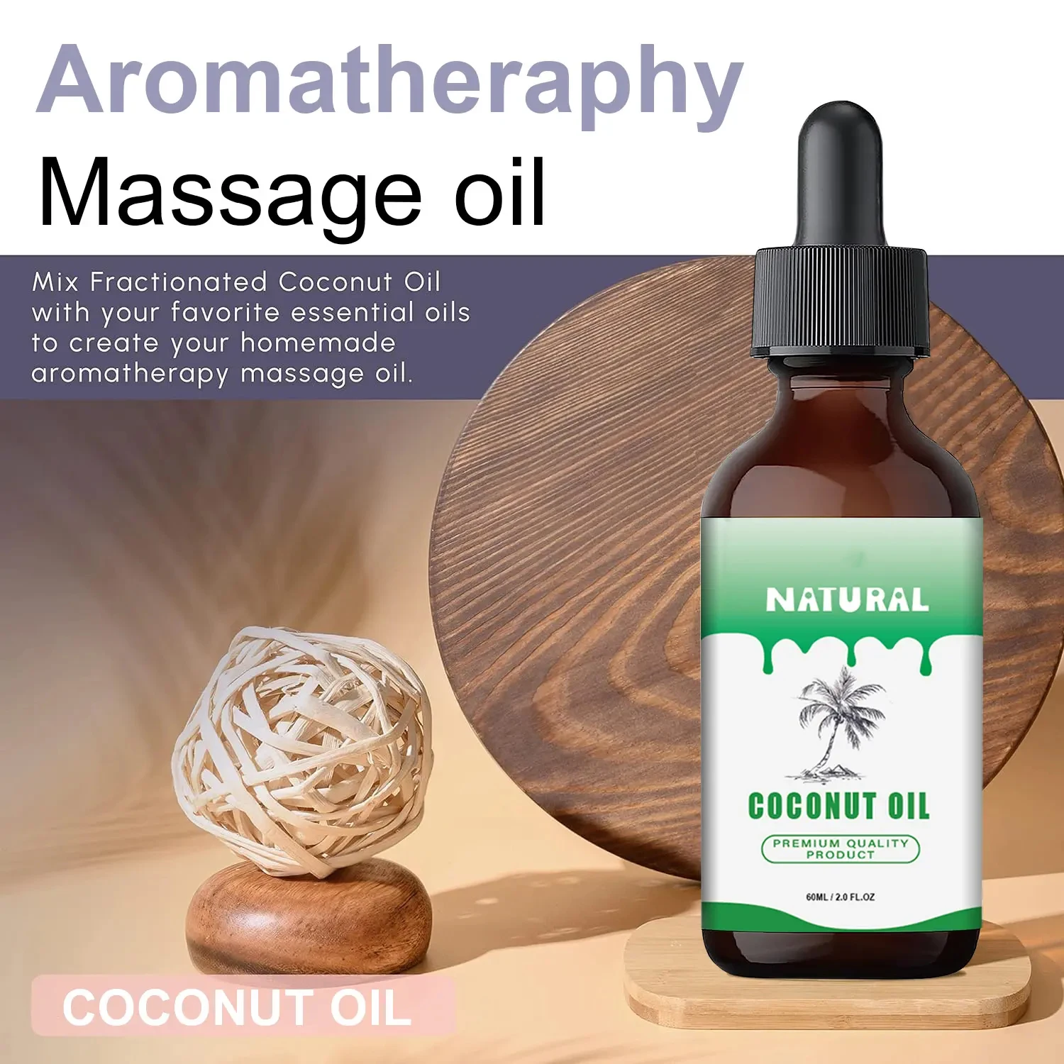 Private Label 100% Pure Organic Essential Oil Aromatherapy Massage Oil High Quality Nourishing Coconut Oil For Skin & Hair Care