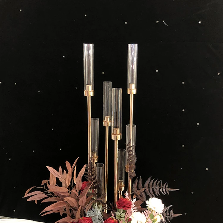 Metal and acrylic 126cm tall with 8 candlesticks crystal candelabra wedding centerpieces and decorations