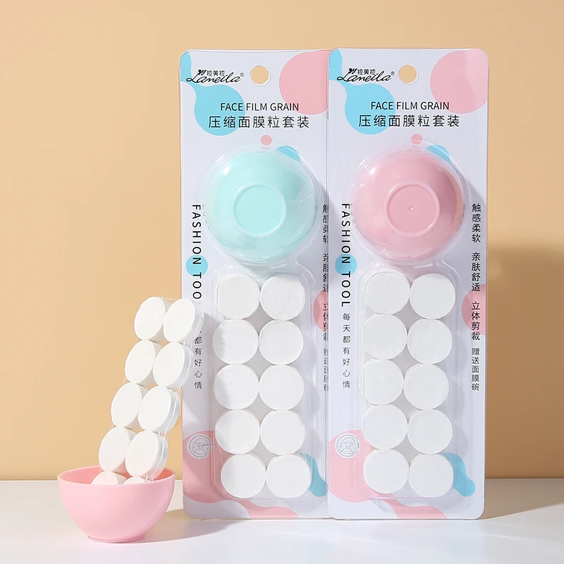 Lameila High Quality Smooth Skin Care Face Beauty Tools Compressed Mask Sheet Pink Mask Bowl 10pcs Compressed Facial Mask D0913