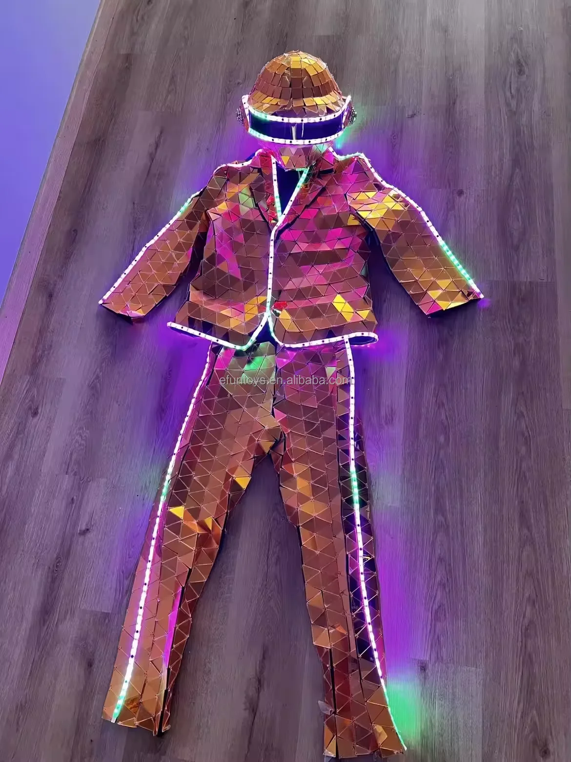 efun Hot Selling Mirror Suit Robot Punk Head Costume Suit Adult Cosplay Golden Silver Mirror Costume With Daft Punk Helmet