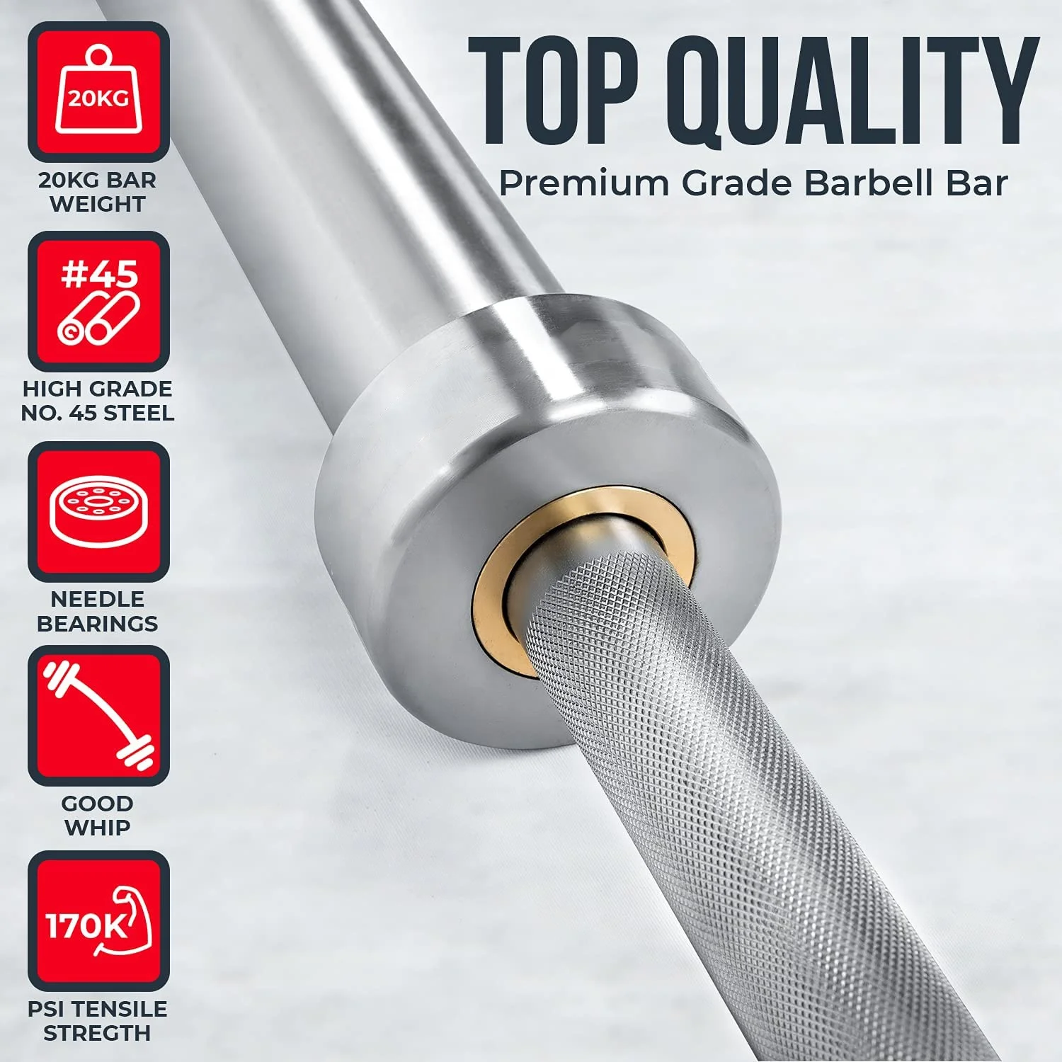 Gym Weight Lifting Silver Power 20Kg Bar 15Kg Weightlifting Weight Barbell Bar