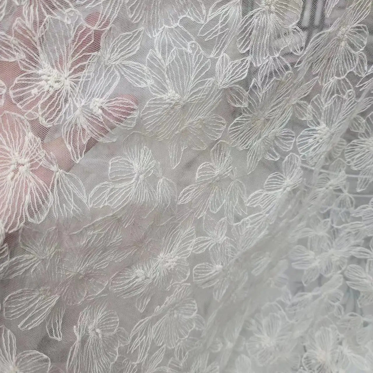 2024 French Mesh Milk Silk Lace Fabric with Sequins African Tulle Lace Fabric for Wedding Party Dresses Sewing