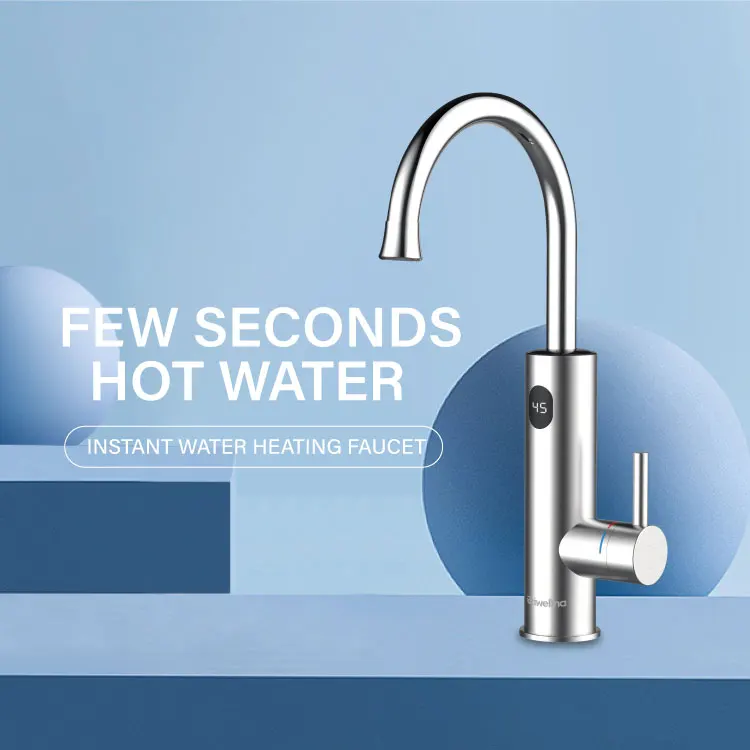 Briwellna 2022 Instant Hot Water Faucet Stainless Steel Kitchen Mixer Tap LED Digital Tap Water Heater Geyser Faucet Heating TaP