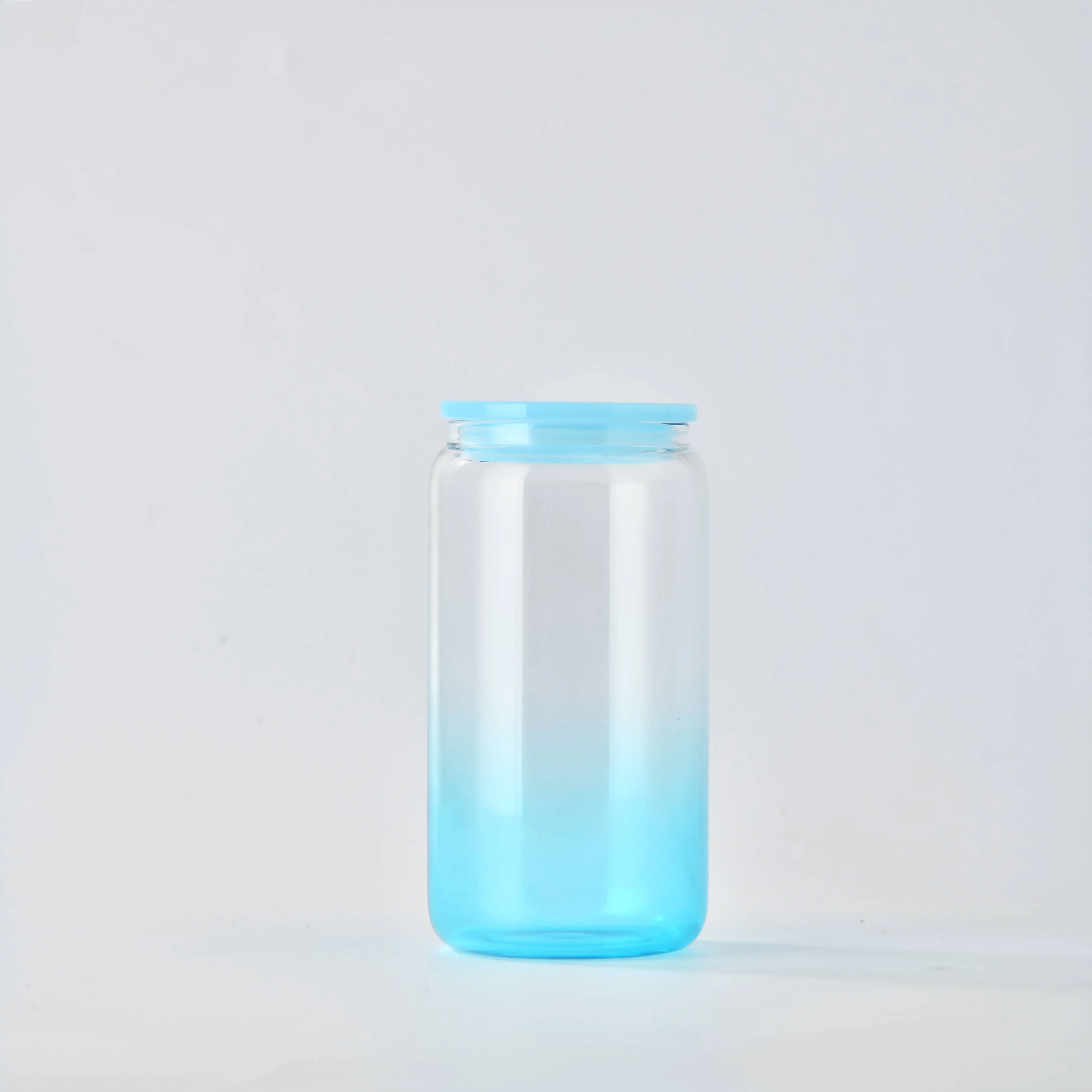 USA Warehouse stocked 16oz Clear Sublimation Blanks Transparent Candy glass can tumbler with coloful plastic lids and straw