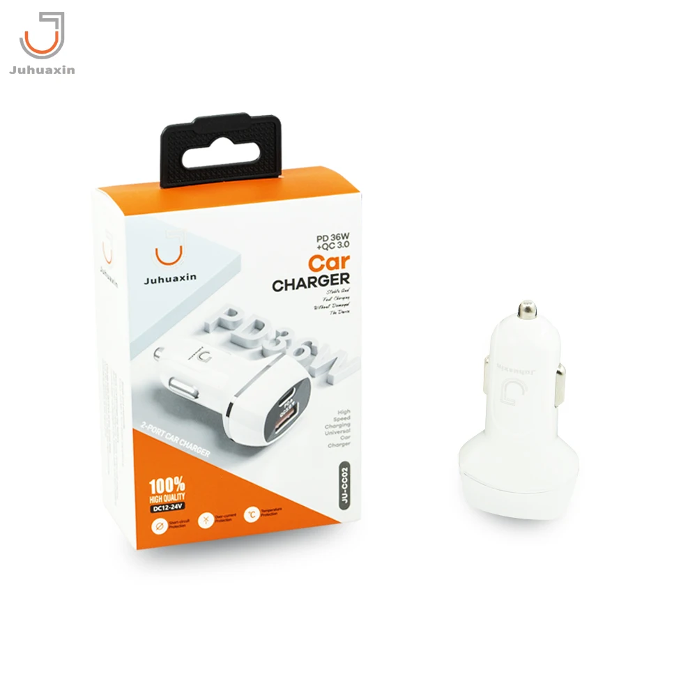 JUHUAXIN Car Charger Portable CE QC3.0 MINI A+C PD36W 18W adapter compatible for phone 15 16 samsung xiaomi oppo