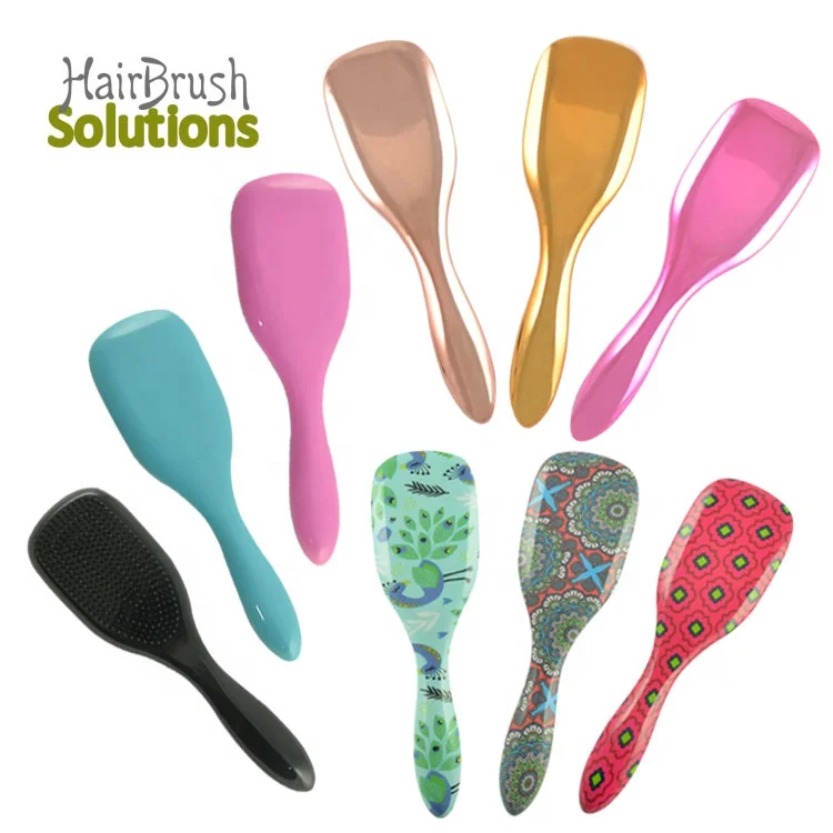 оптовая продажа, гальваническая ручка, блестящие массажные весла, современные распутывающиеся кисти для волос для девочек