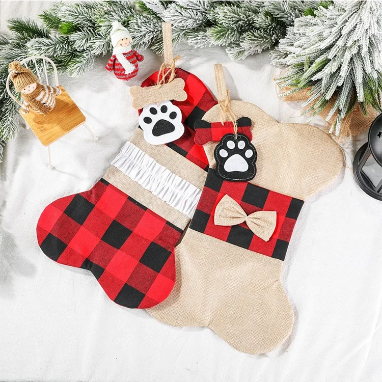 Bone Plush Squeaky Toys Stuffed Chew Toys Christmas Dog Plush Toys