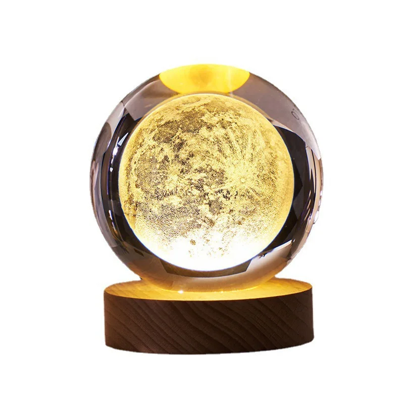 popular cloud rain astronaut earth Moon Saturn universe mini 3D Crystal present Ball crystal crafts  Night Lamp light