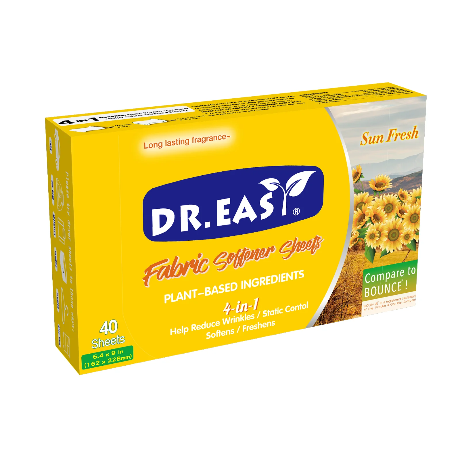 40 Sheets Portable Fabric Softener Dryer Sheet