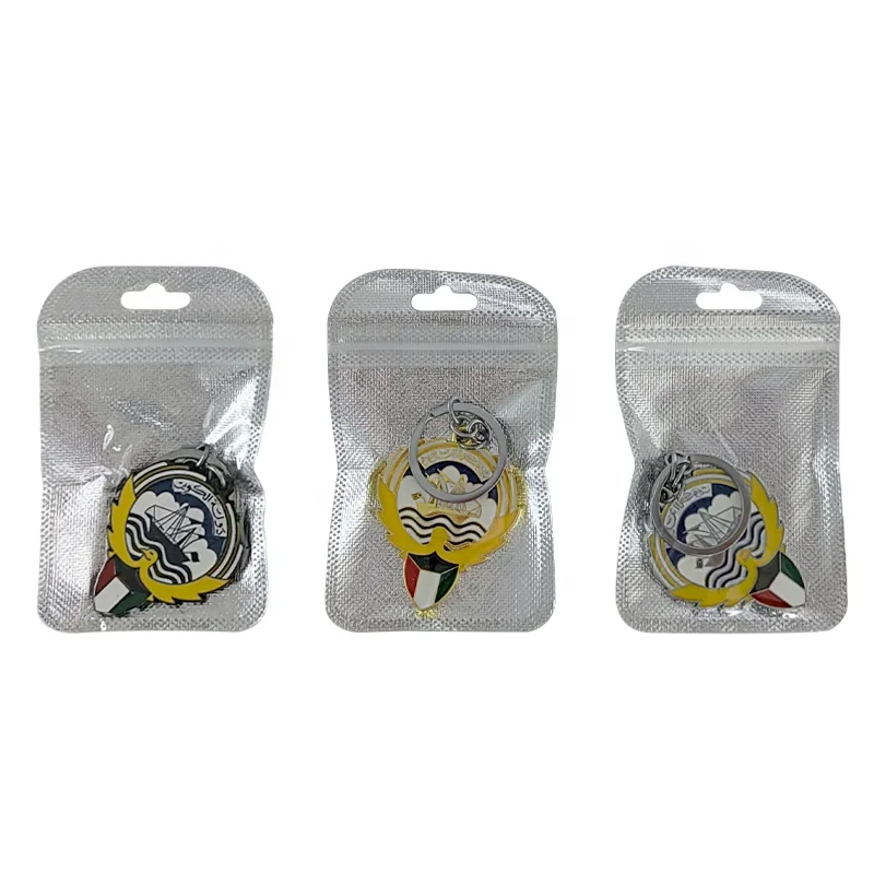 Spot car modification personality creative 3D metal keychain belt buckle small pendant Kuwait flag badge key chain key ring