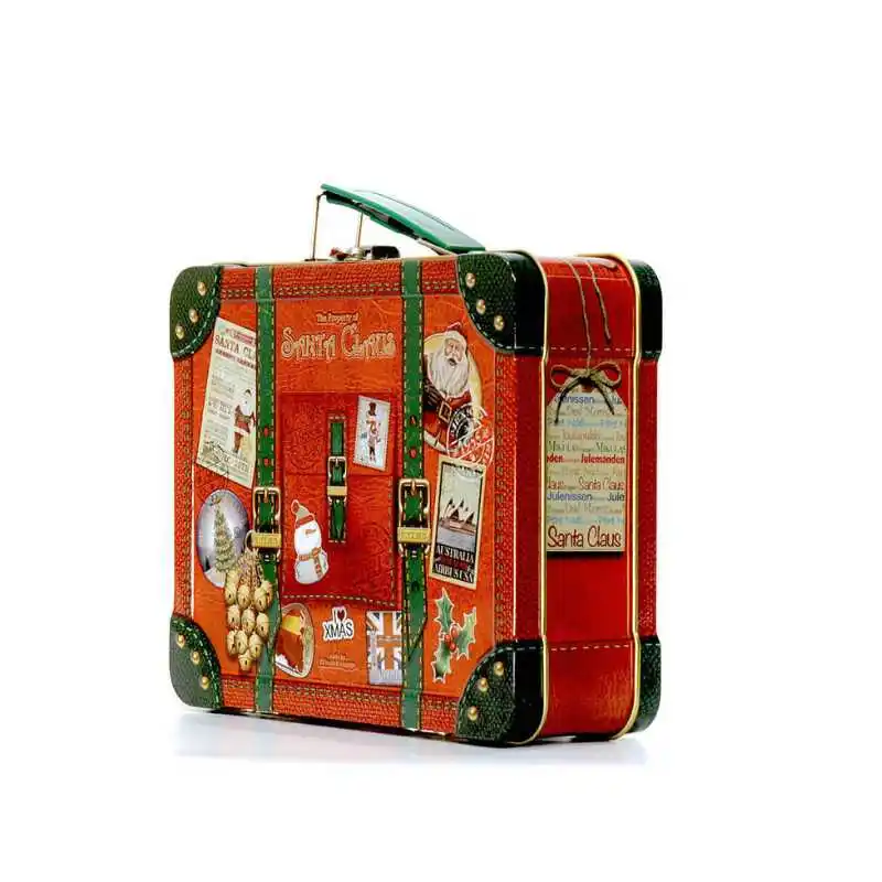 Custom print metal suitcase tin box with handle and lock for chocolate candy packaging 207x160x65mm