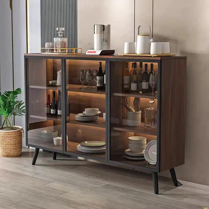 simple kitchen cabinet modern layered glass cabinet storage dustproof integrated sideboard for kitchen dining room