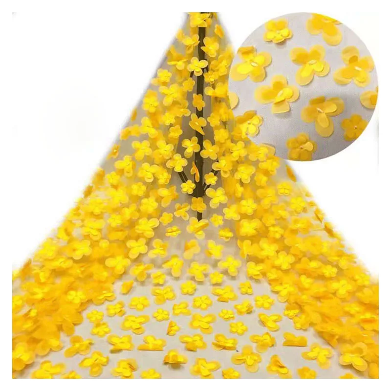 Spot stock Tulle embroidery 3D accessories Butterfly Embroidery African dress Amazon robe large pajamas African women fabric