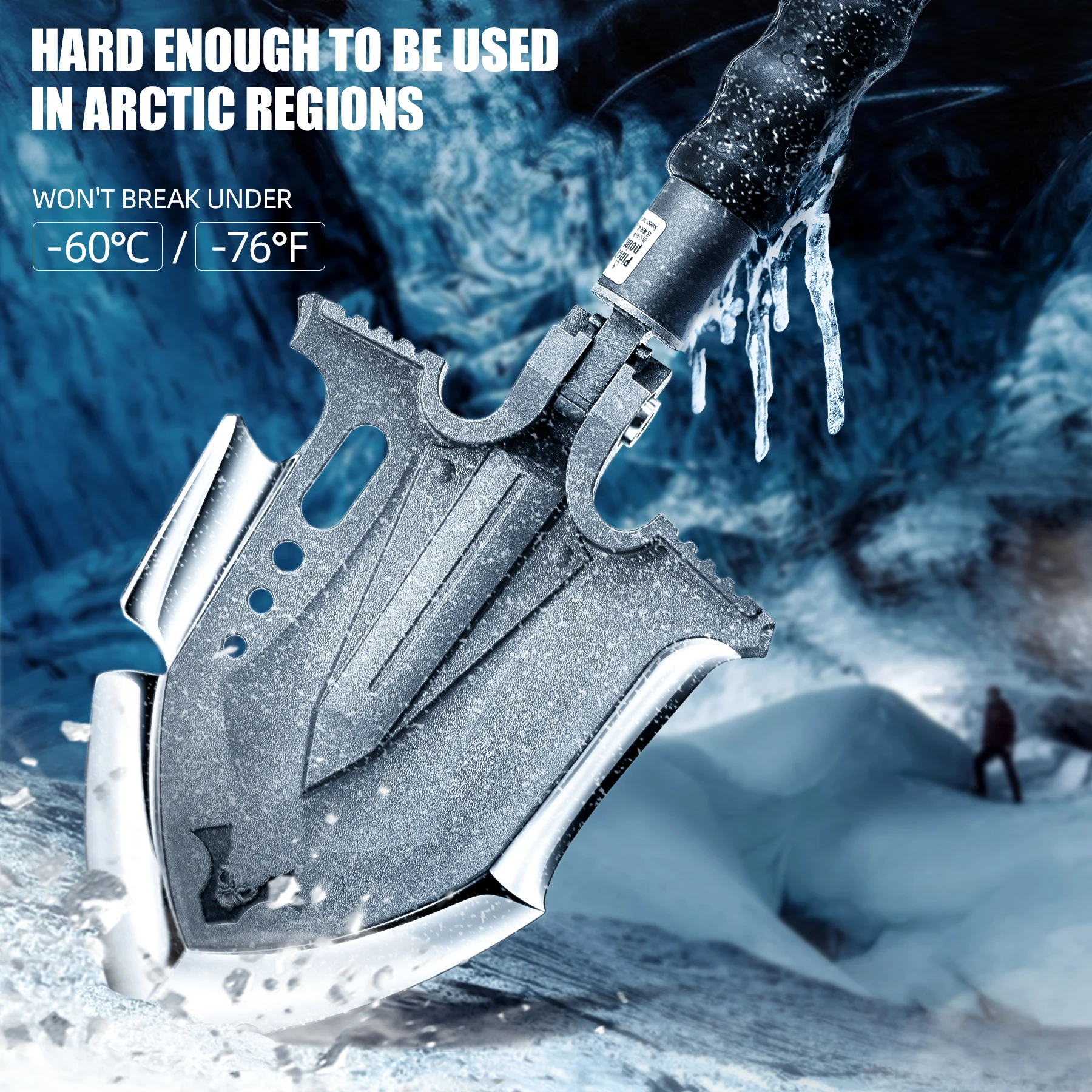 Zune Lotoo Multi-function 28 in 1 Portable Survival Kit Pala de campamento Camping Shovel with Knife Axe Tactical Shovel