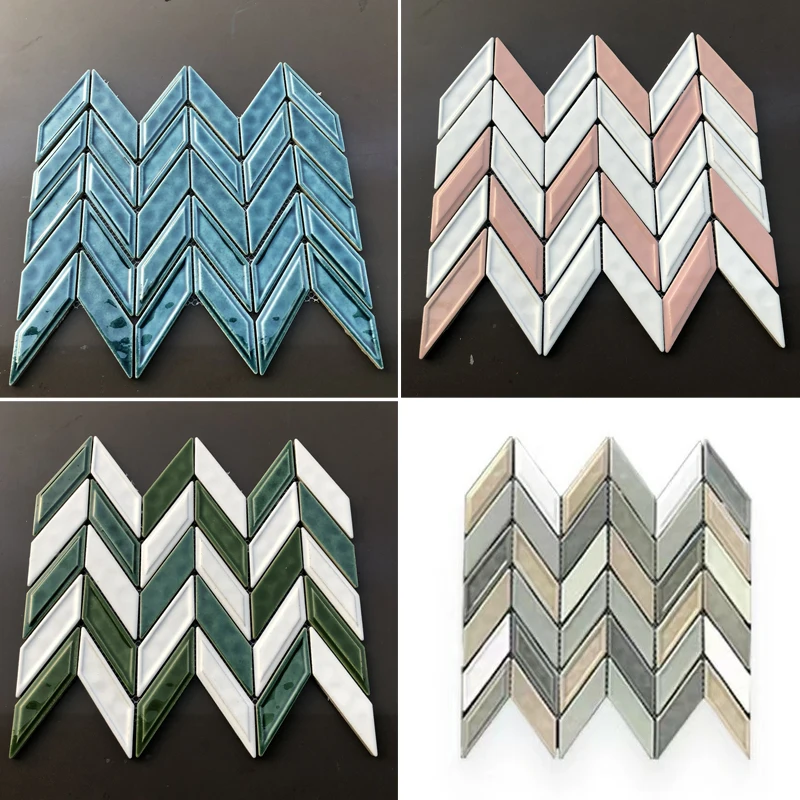 Wholesale Price Outdoor Aqua Green White Blue Iridescent Crystal Glass Swimming Pool Mosaic Tile