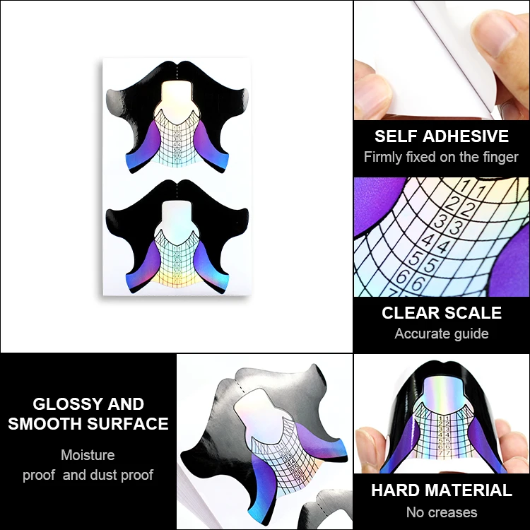 Custom logo 3D Holographic Aluminium Nail Extension Form UV Gel butterfly Nail Tip Extension Form