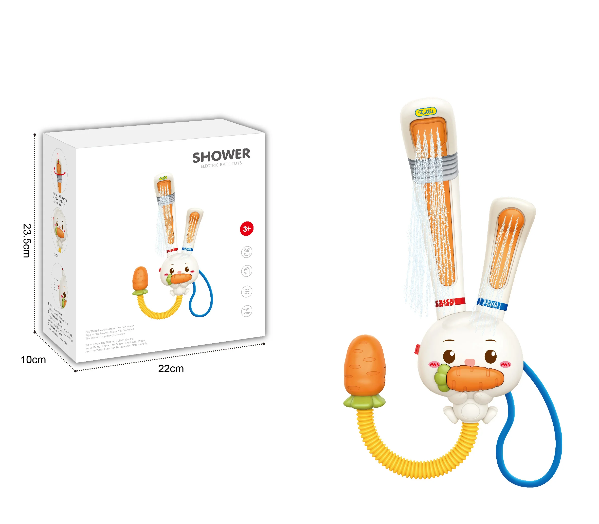 New Double Sprinkler Baby Water Spraying Kids Bath Toys Cute Rabbit Electric Shower Water Pump Bathtime Toys for Babies