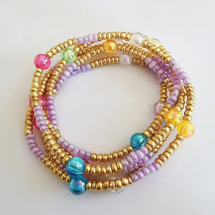 Custom Bohemian gorgeous waist beads, African colorful belly chain, handmade beaded elastic line body chain wholesale