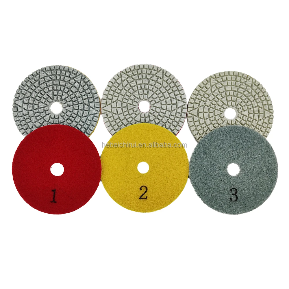 100mm Granite Stone Marble Terrazzo Tile Quartz Abrasive Tools 3Step Wet Dry Use Diamond Polishing Pad Set