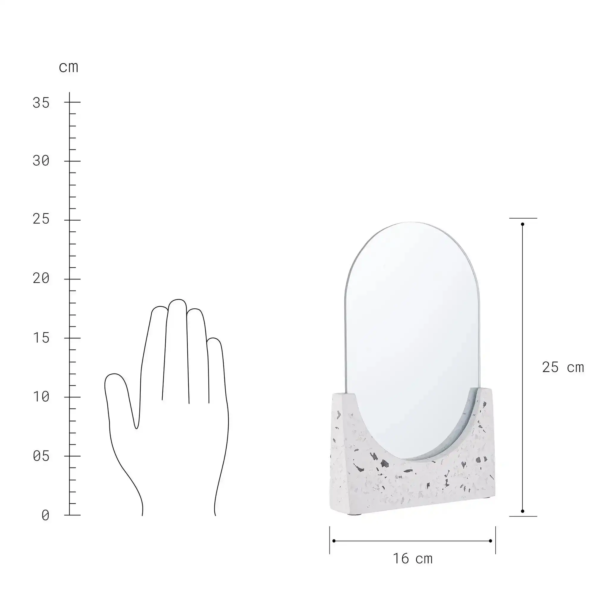 Jinghu Free Standing DIY Terrazzo Marble Cement Stone Tabletop Makeup Home Decorative Furniture Mirror