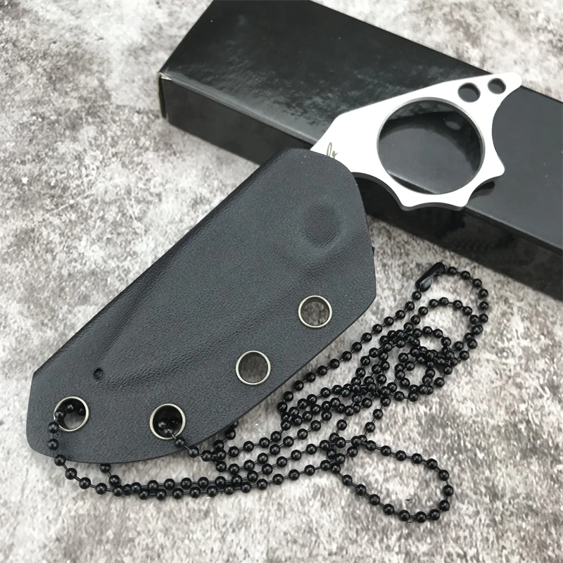 4.9-inch Tiger Shark Fixed Mini  K scabbard outdoor EDC Tactical Camping Necklace Knife