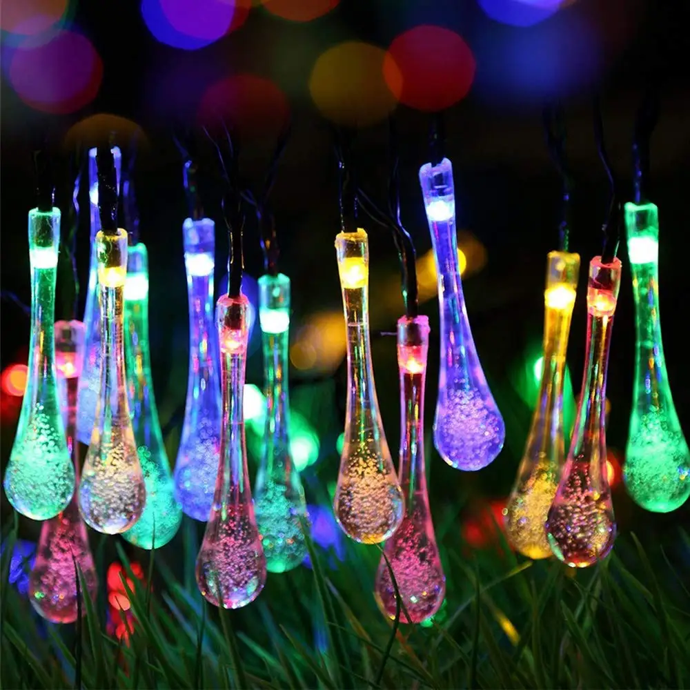 Street Garland String Lights Solar Lamp Outdoor LED Solar Fairy Lights Water Drop Solar Lights