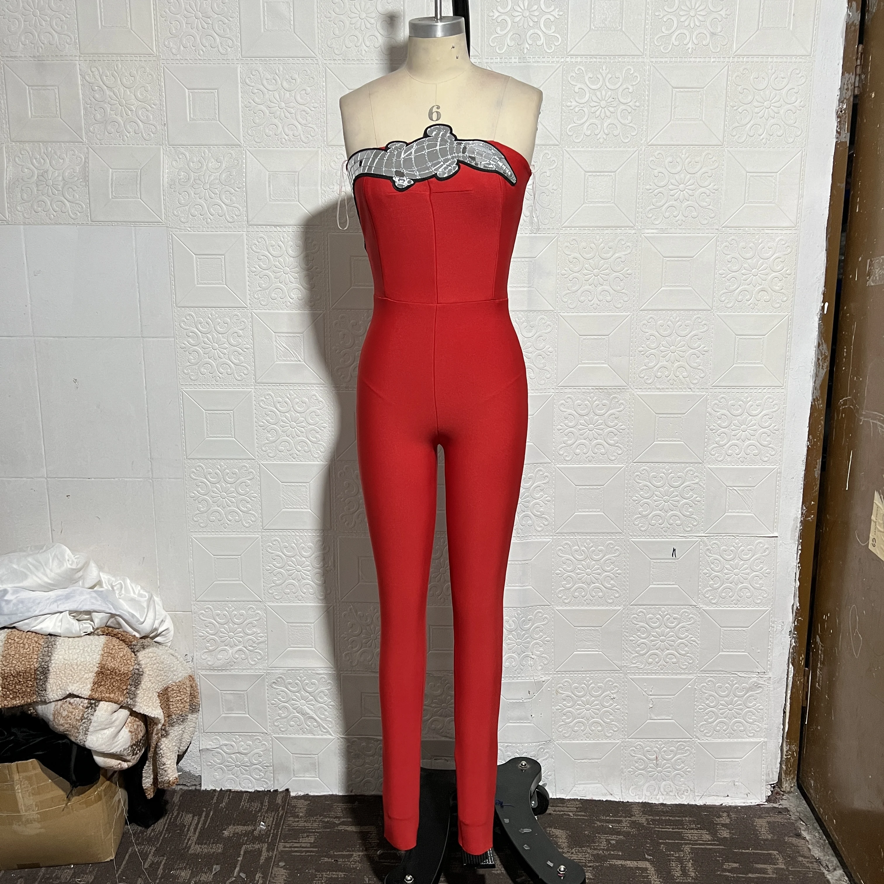 JB2216 Women Clothes Red Sexy Bodysuit Bandage Jumpsuits for Women Fashion Bodycon Sexy Jumpsuits Club Wear