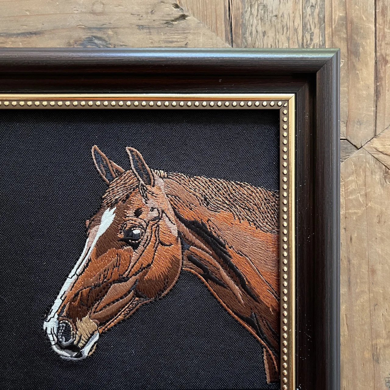 8' Modern Luxury Home Decor Accents Embroidery Art for Wall Hanging & Tabletop Chic Horse Design Framed Decorative Art