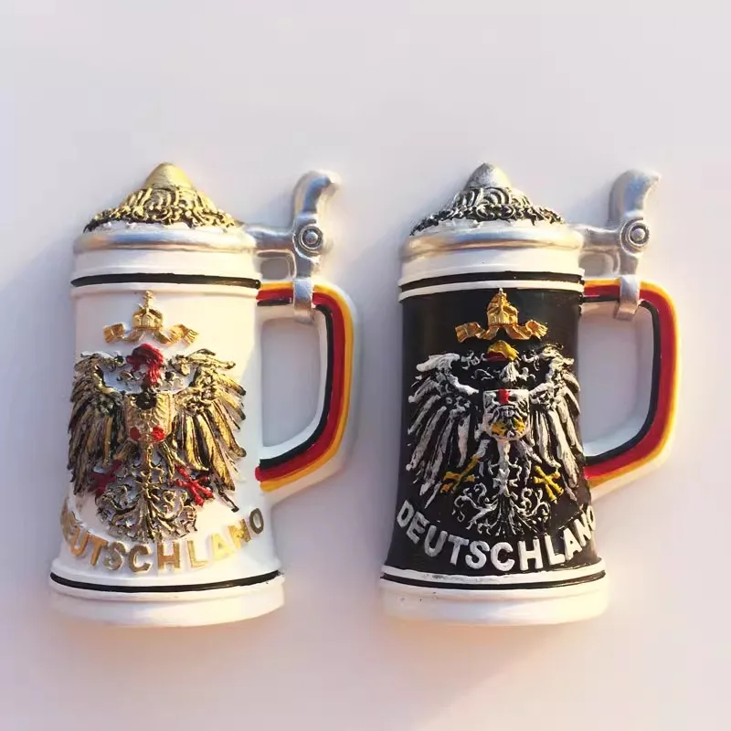 German creative classical beer cup travel souvenir decorative crafts resin painted magnet refrigerator sticker gift