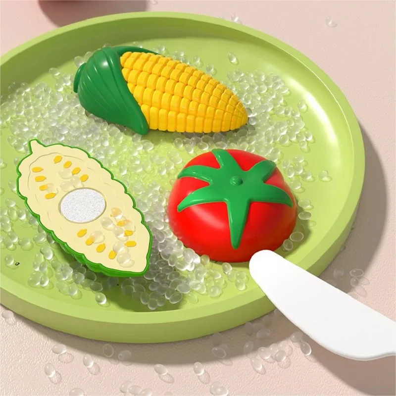 Plastic Kitchen Cutting Fruits Vegetables Food Basket Set Pretend Play for Kids
