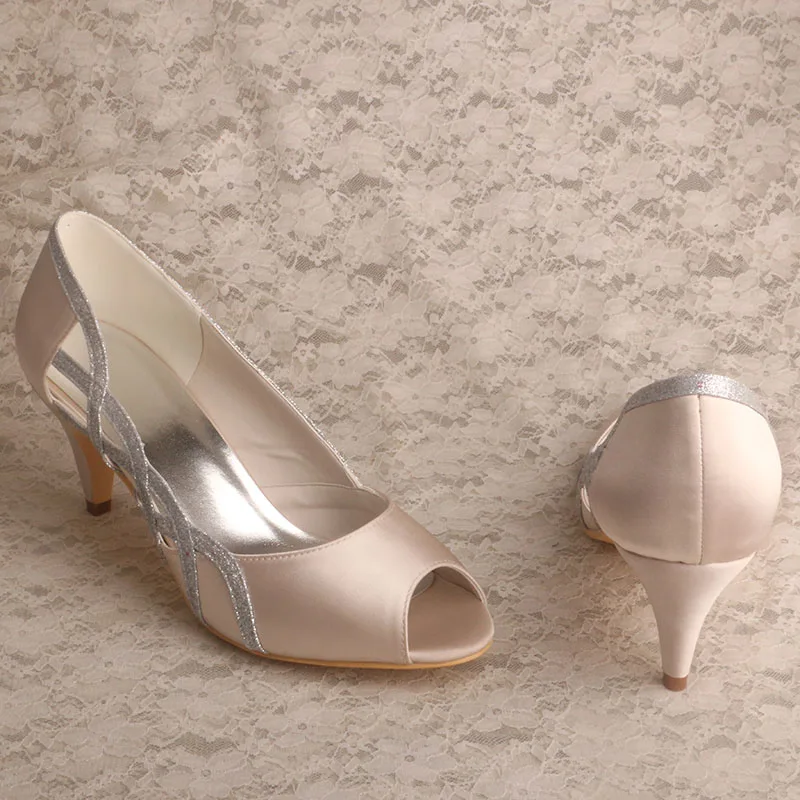 (23 Colors) Wholesale Women Shoes Open Heel Nude Satin