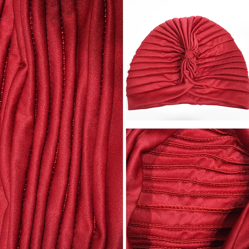 New Women Crinkle Twist Turban Hat Muslim Cotton Turbante Islamic Hijab Headscarf Arab Head wraps Indian Bonnet