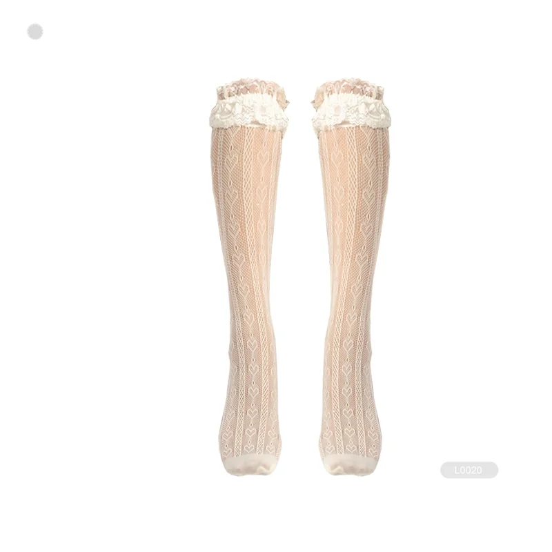 BX-L0109 lace trimmed boot socks knee high socks with lace for boots