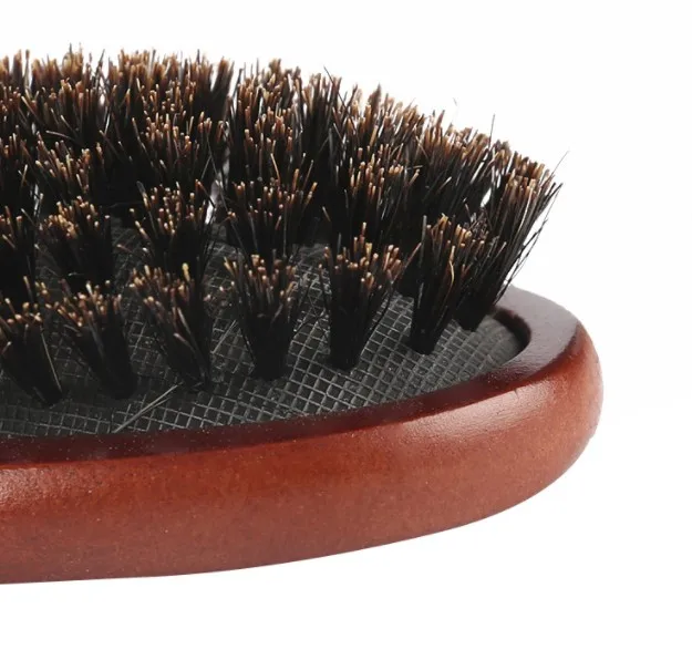 New Arrival Hair Brush Wood Handle Boar Bristle Beard Comb Styling Detangling Straighten Brown Lotus Boar Bristles Massage Comb
