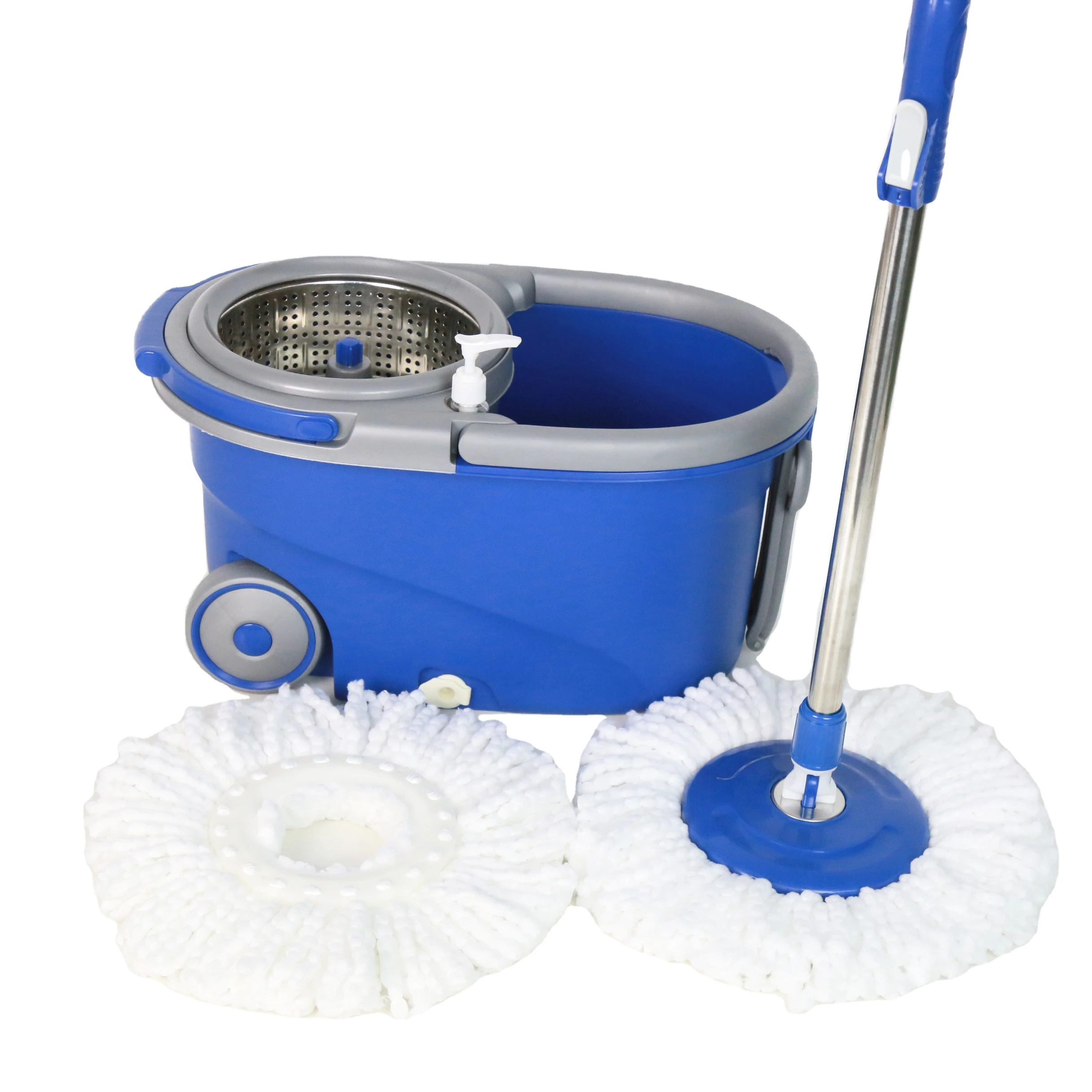 BNcompany Long Hand-rotating 360 Mop Stainless Mopper Floor Cleaning Mop with Bucket