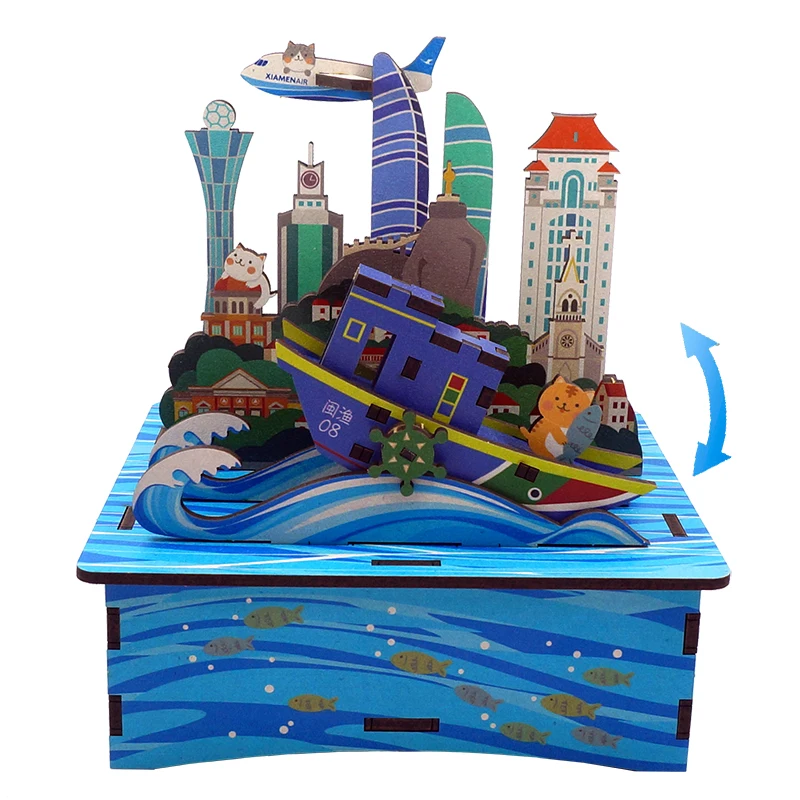 Tonecheer  Xiamen Music Box Laser Cut  Toys For Child Educational Gift Wood Puzzle 3D Music Box