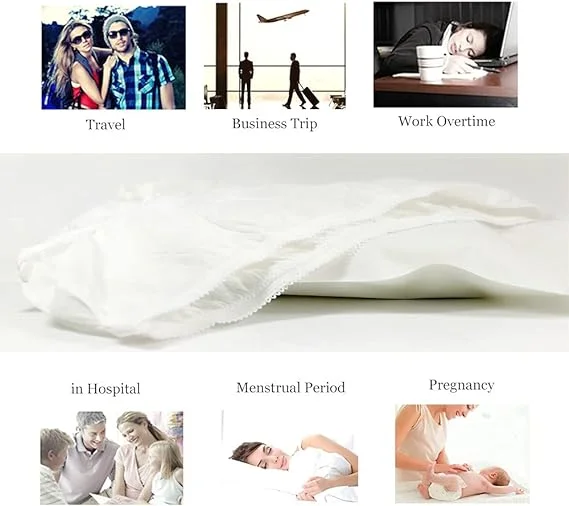 Women Disposable  White Cotton Underwear Travel Panties Disposable Underwear Disposable Breathable Briefs for Women Girls