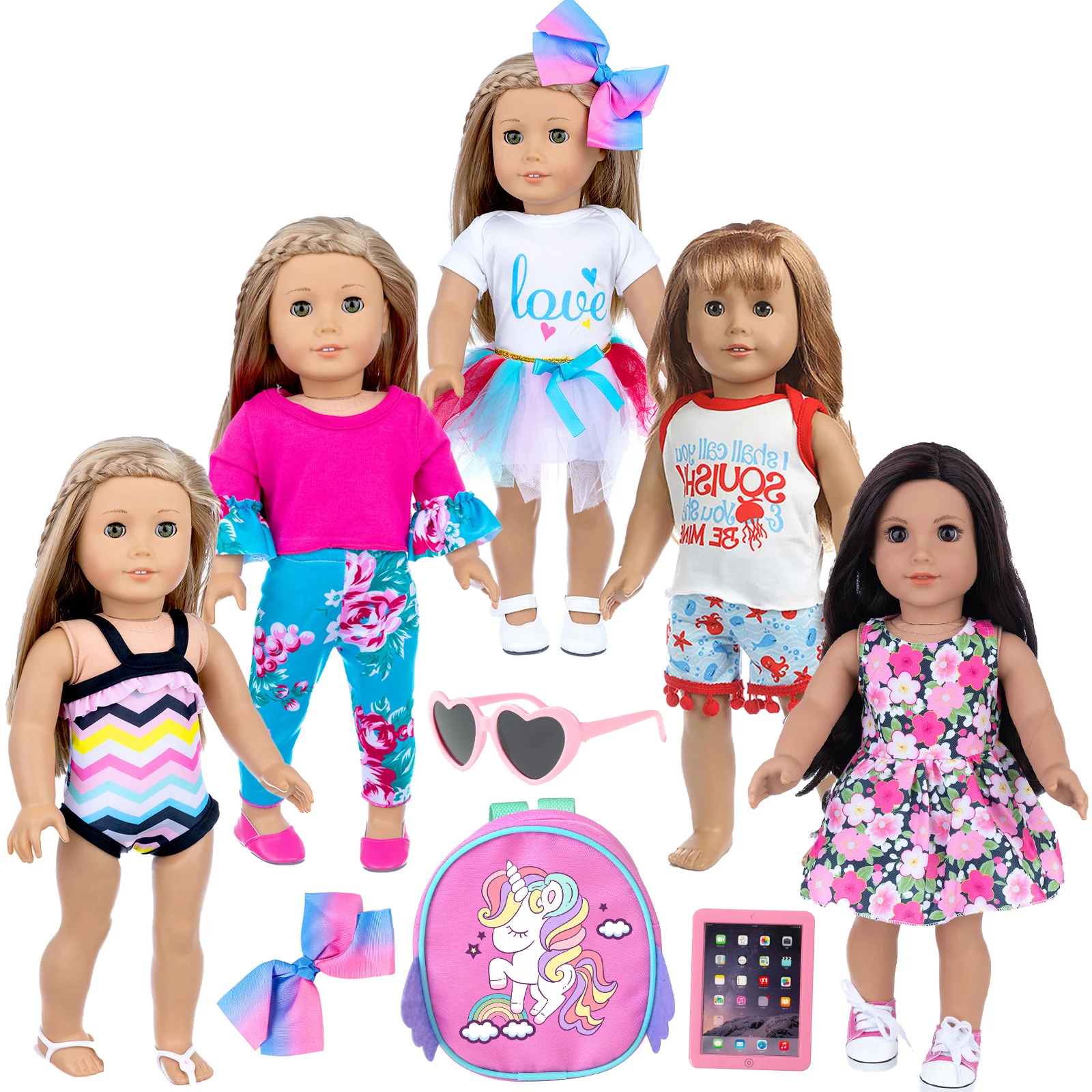 Amazon Hot Sale American Doll Girl 18 Inch beautiful dress accessories Baby Dolls Clothes